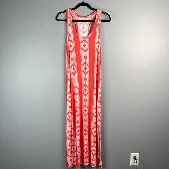 J. CREW Aztec Print Maxi Tank Dress Coral Orange White Ikat Racerback Beachy S - Picture 10 of 10